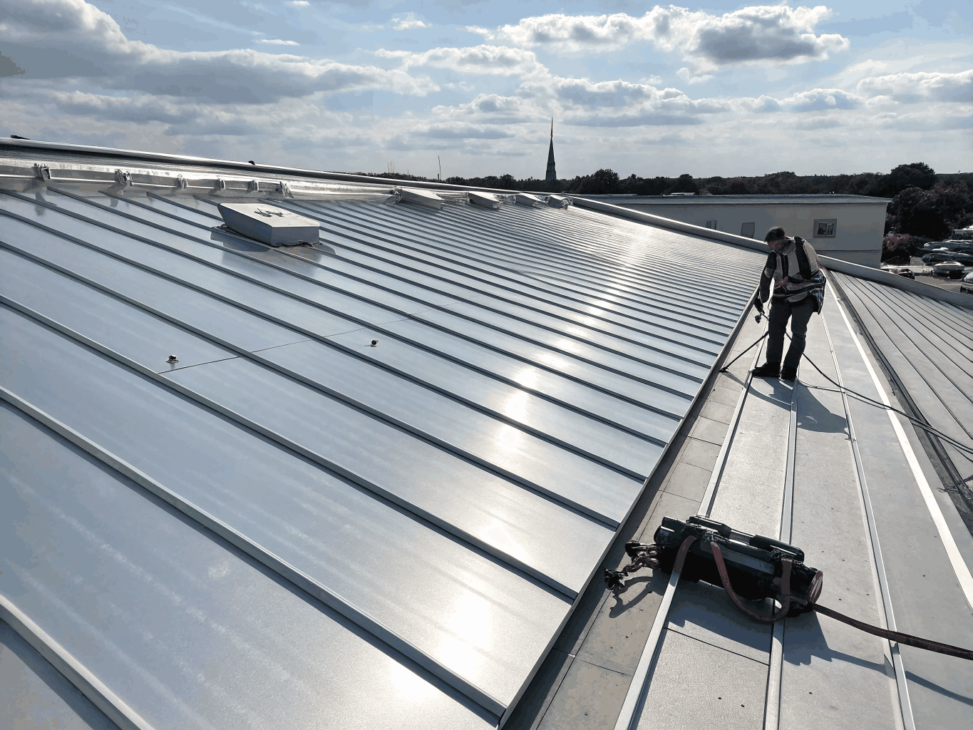 Interlock aluminum roofing system installed on a residential home