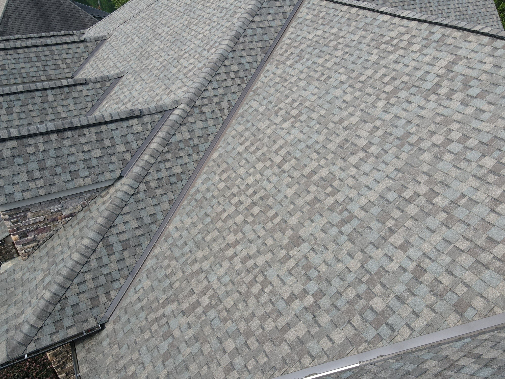 Detail of the completed Landmark Pro shingle roof in Burlington, North Carolina