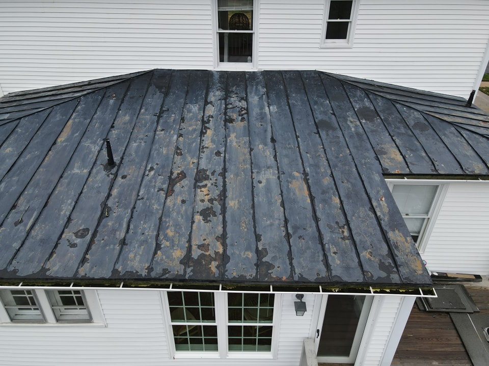 Oxford roof before replacement with standing seam metal roofing